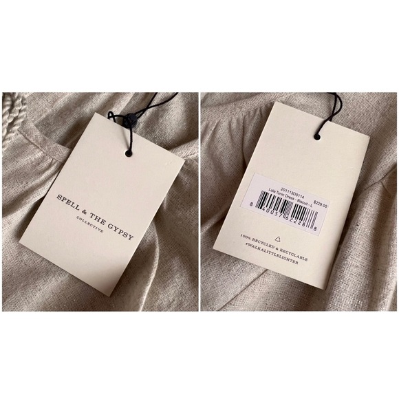 NWT Spell & The Gypsy Collective Lola Linen Tunic Dress Biscuit Ivory Large - Picture 5 of 17